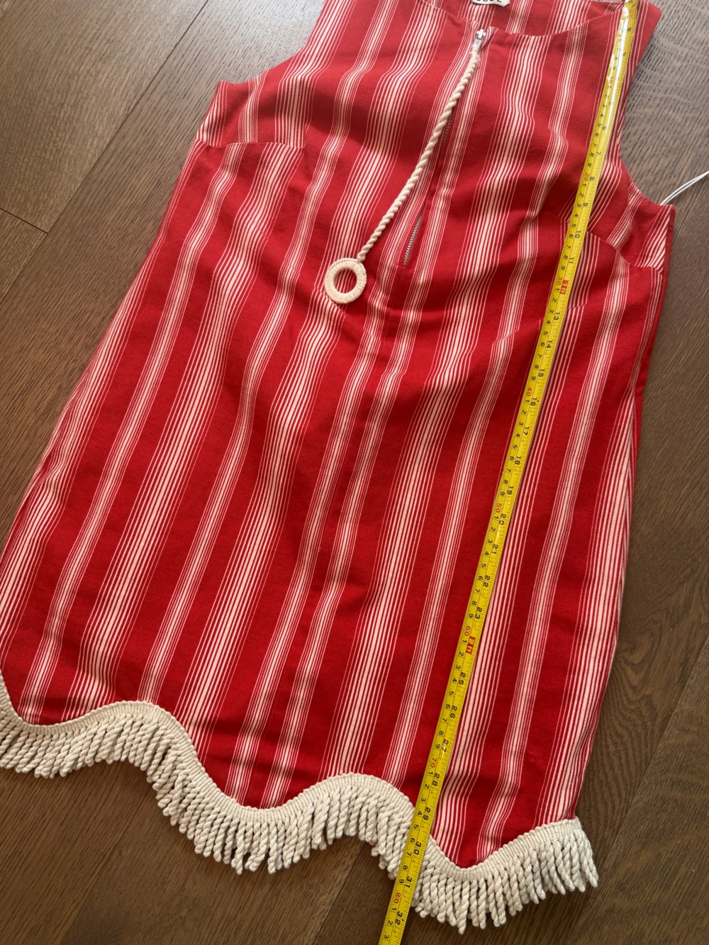 Red Striped Fringe Hem Shift Dress - Picture 16 of 16